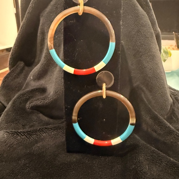 Resin Hoop Earrings 925MX - Picture 2 of 8